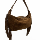 borsa mezzaluna con frange west